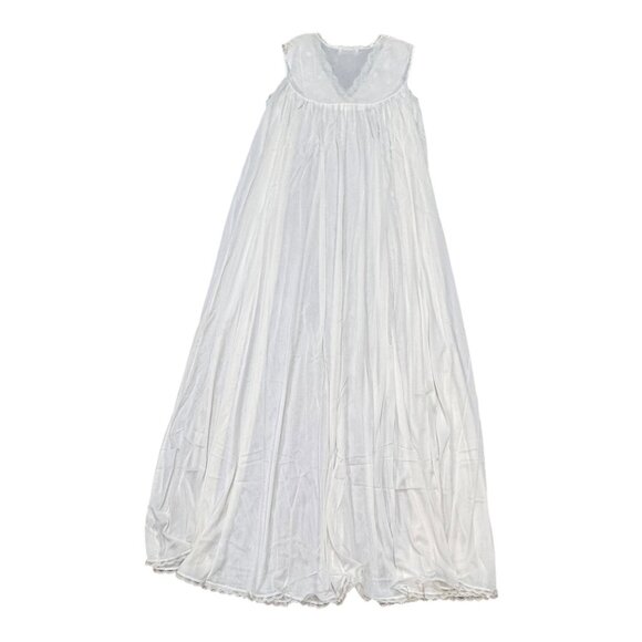 VTG Miss Elaine Small Ivory Nylon Lace Trimmed Sleeveless Nightgown Made In USA - Picture 3 of 6